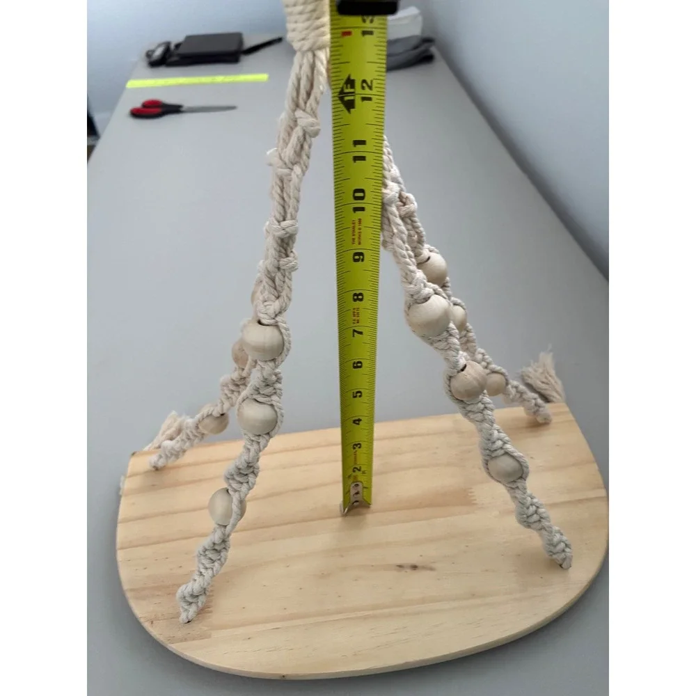 New Macrame Hanging Shelf Wood Beads Bohemian Decor Home‎ Wall Plant Decor